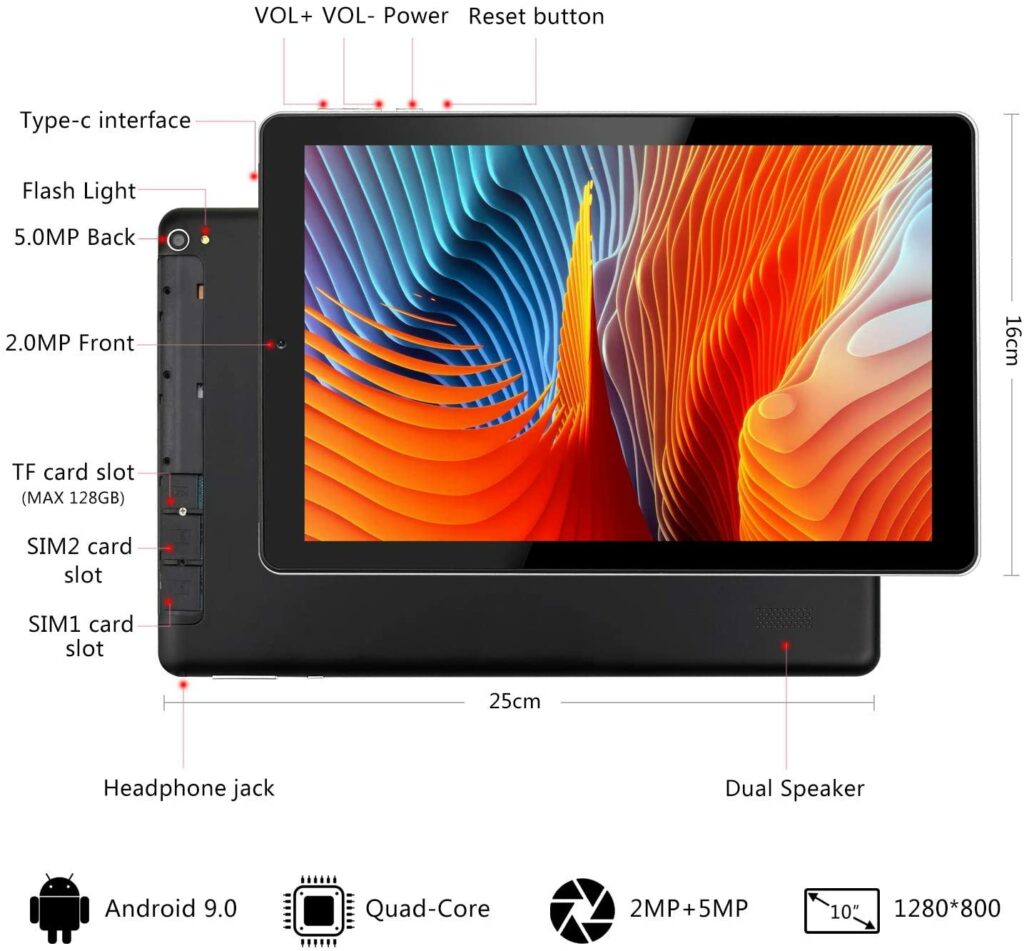 Tablette Tactile 10 Pouces - TOSCIDO Android 9.0 Certifié par