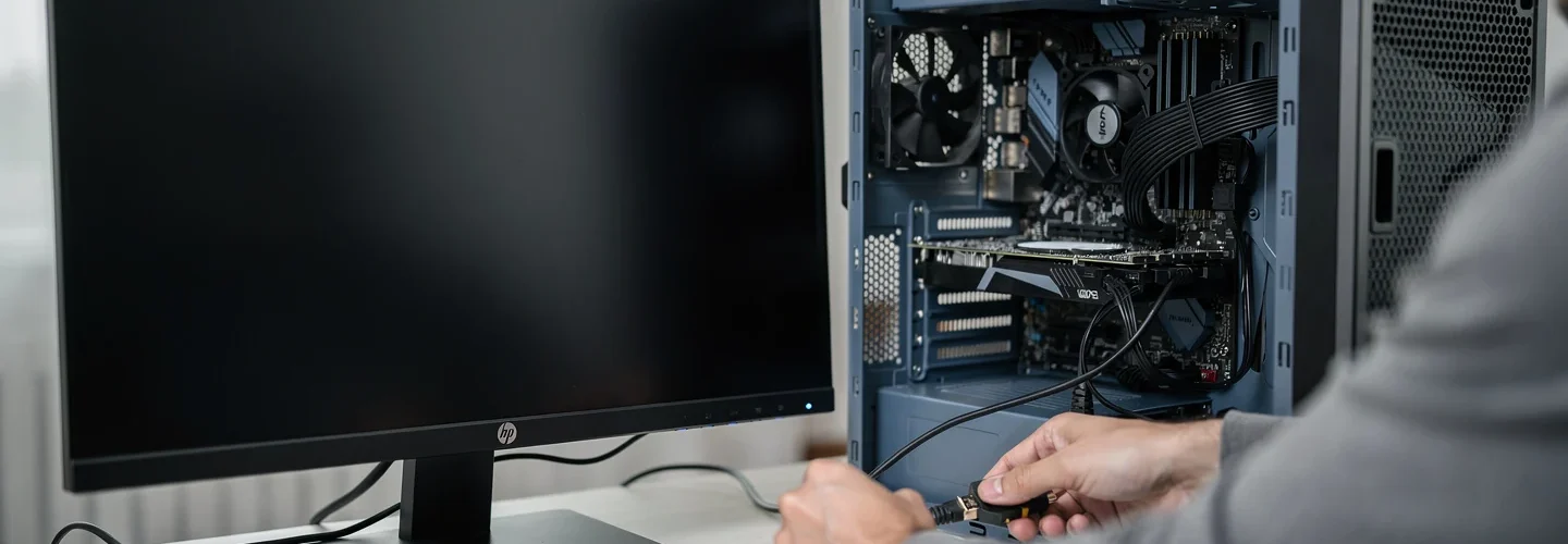 Diagnostic d'un PC qui s'allume mais dont l'écran reste noir sur un bureau de dépannage informatique