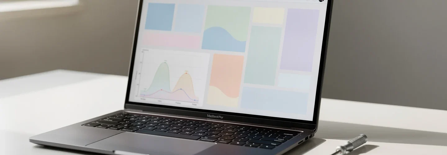 Ordinateur portable ouvert avec outils de diagnostic affichés à l’écran